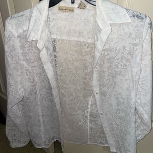 See Through White Button Up Shirt